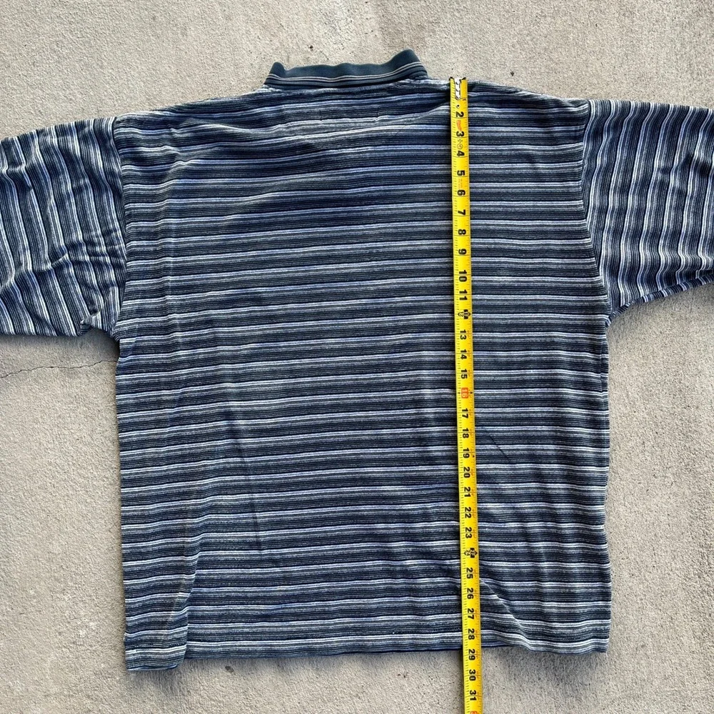 VTG Chereskin Striped Velour Long Sleeve Polo‎ Mens Size Large